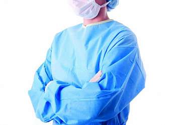 Avental cirúrgico descartável azul